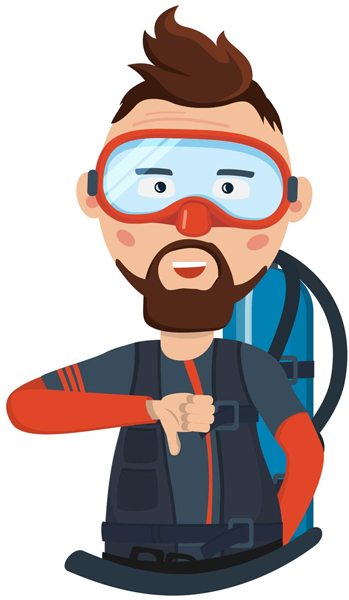 segnale subacqueo per indicare la direzione da prendere, verso il basso