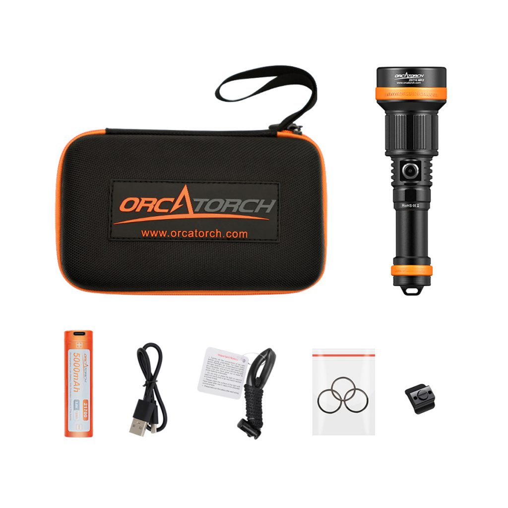 Torcia subacquea Orcatorch ZD710MK2 kit completo accessori